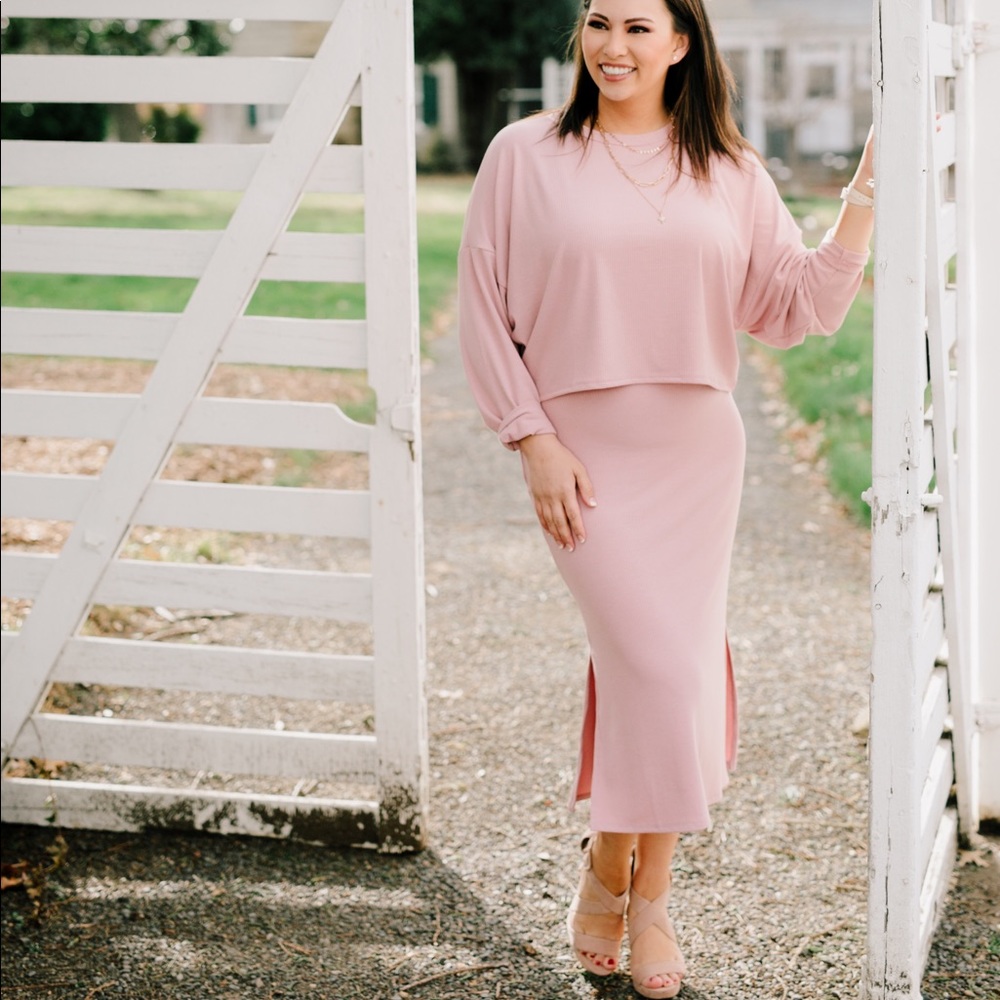 Two Piece MIDI Dress Racerback Side Slits Entro